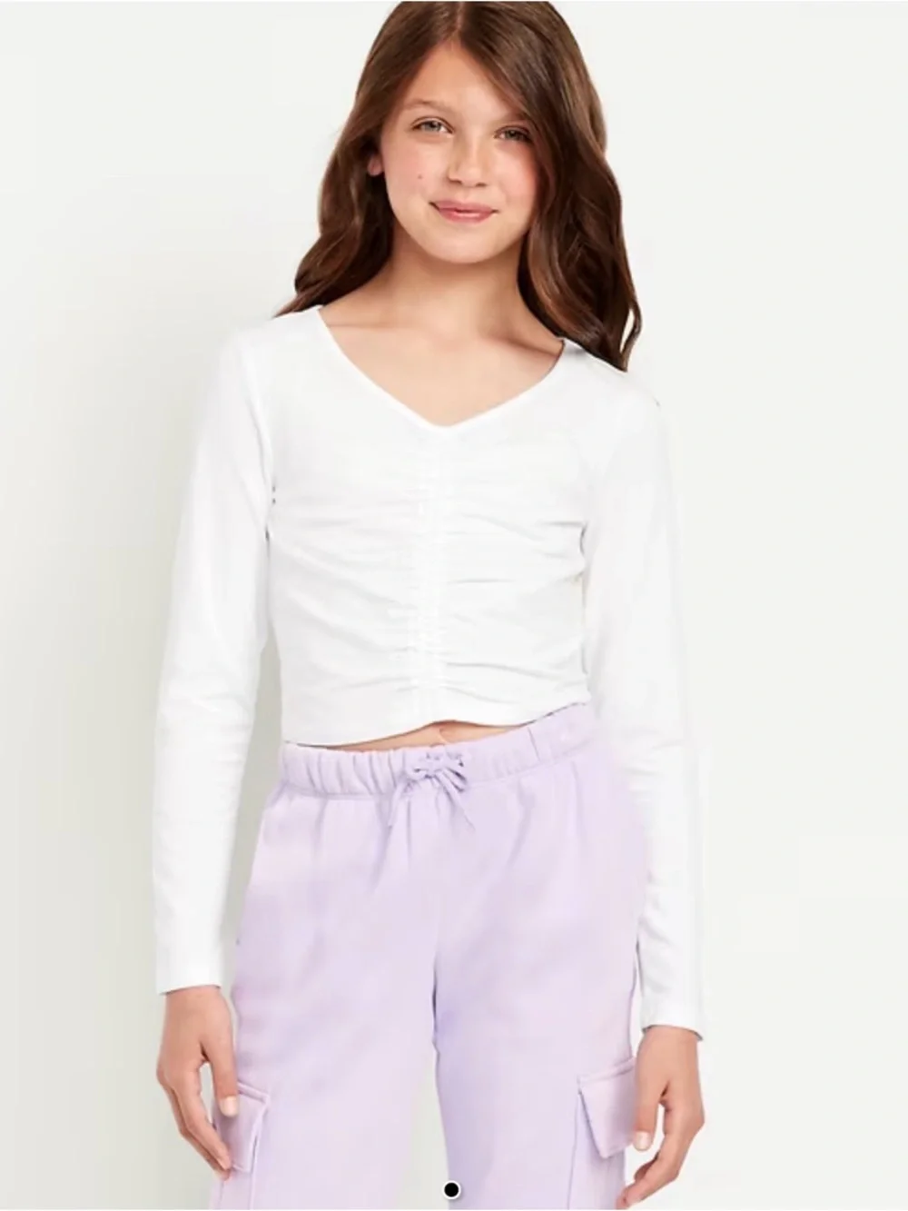 Gap Kids | Girls Set of 3 Long Sleeve Ruched Tops Cream/Black/Pink, Small